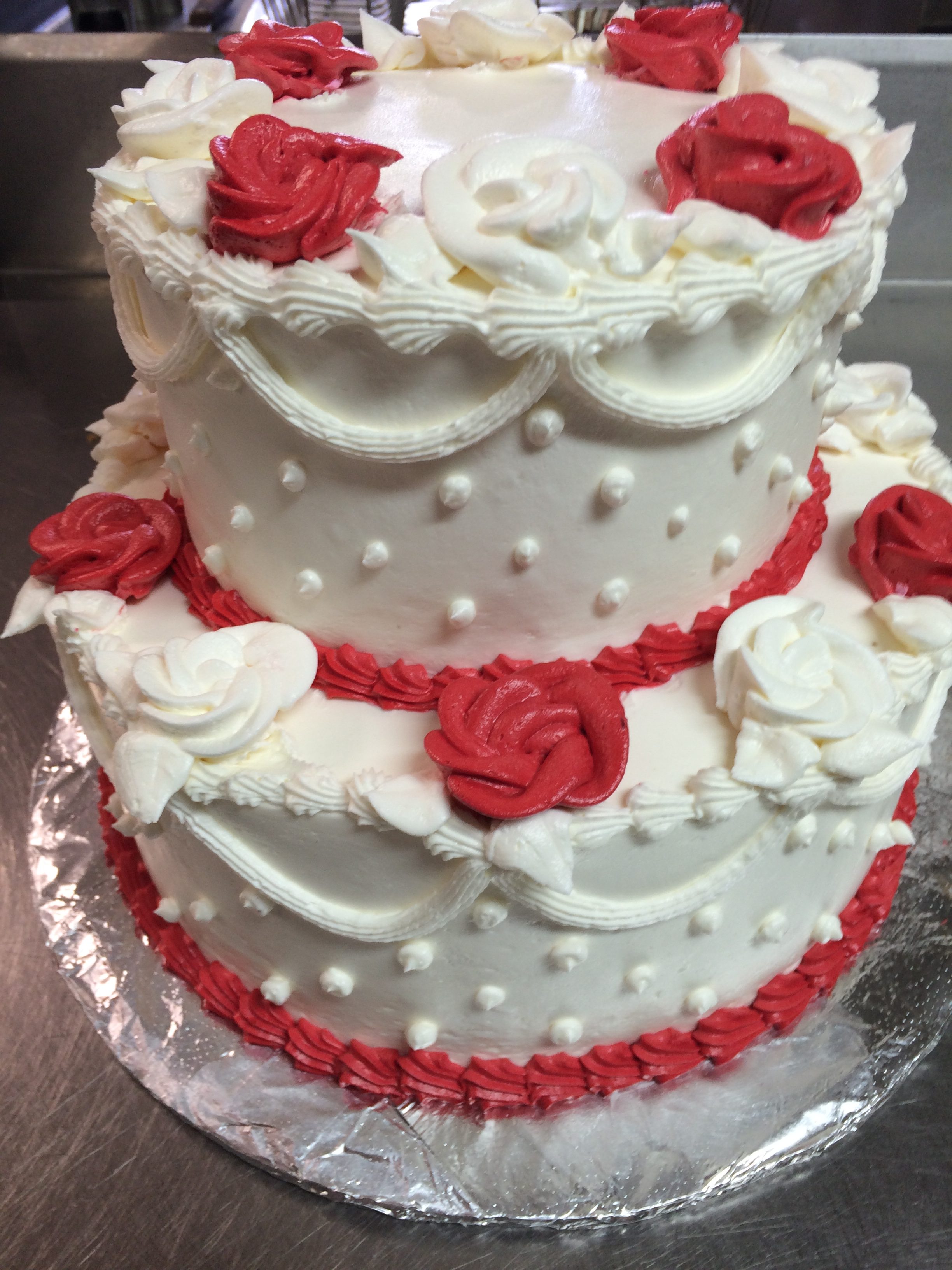Wedding Cake Red Flowers